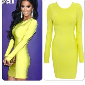 Yellow long sleeve bandage dress size small